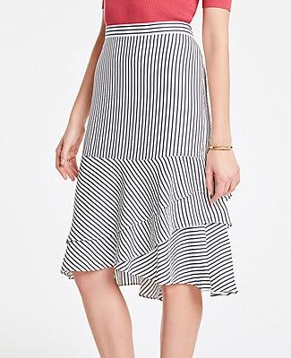 Ann Taylor Stripe Tiered Flounce Skirt