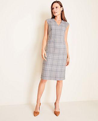 Ann Taylor The V-neck Dress In Windowpane