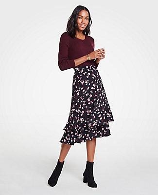 Ann Taylor Romantic Flower Flounce Skirt