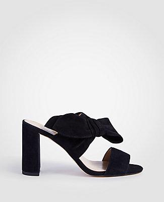 Ann Taylor Oriana Suede Bow Block Heel Sandals