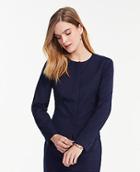 Ann Taylor The Crew-neck Jacket In Pindot