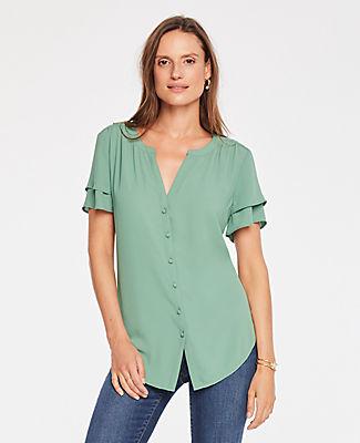 Ann Taylor Tiered Short Sleeve Blouse