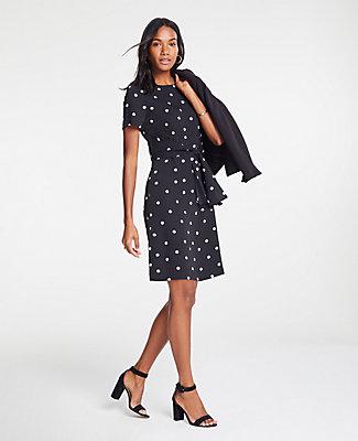 Ann Taylor Polka Dot Tie Front T-shirt Dress