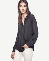 Ann Taylor Pleated Mixed Media Popover