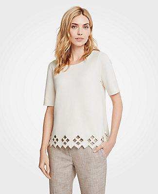 Ann Taylor Lattice Cutout Sweater