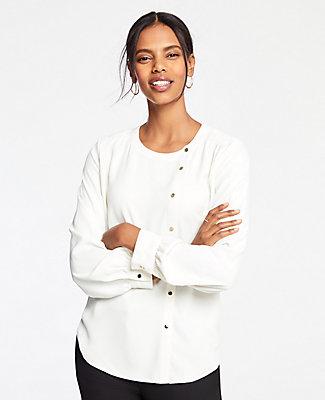 Ann Taylor Asymmetric Snap Blouse