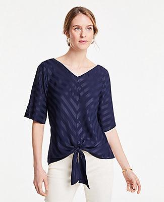 Ann Taylor Chevron Tie Waist Top