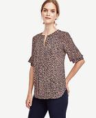 Ann Taylor Spotted Ruffle Sleeve Top