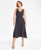 Ann Taylor Dot Jacquard Smocked Midi Dress