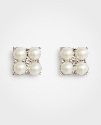 Ann Taylor Clover Pearlized Stud Earrings