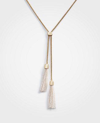 Ann Taylor Double Beaded Tassel Pendant Necklace