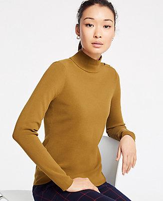 Ann Taylor Shoulder Button Turtleneck Sweater