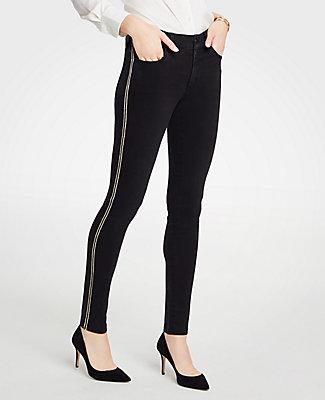 Ann Taylor Modern Shimmer Side Stripe Skinny Jeans