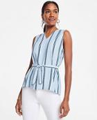 Ann Taylor Striped Sleeveless Tie Waist Top