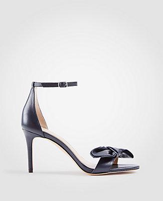Ann Taylor Kinsley Leather Bow Heeled Sandals