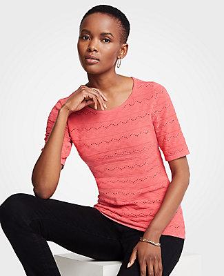 Ann Taylor Chevron Short Sleeve Sweater