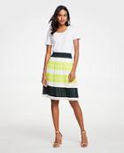 Ann Taylor Bold Stripe Pleated Skirt