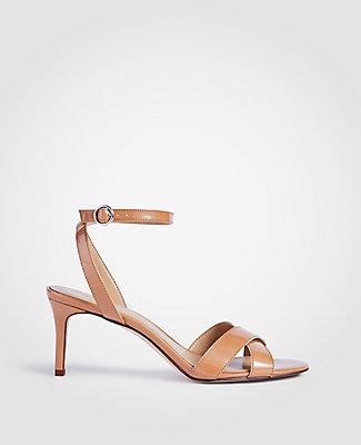 Ann Taylor Judith Patent Leather Kitten Heeled Sandals