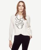 Ann Taylor Piped Ruffle Blouse