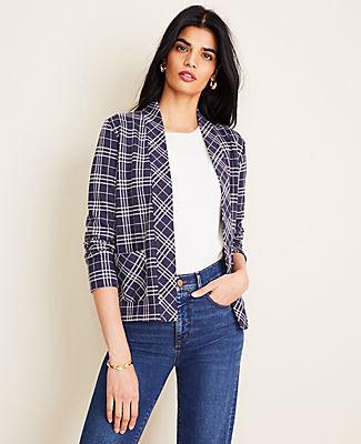 Ann Taylor Plaid Knit Jacket