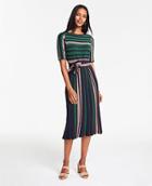 Ann Taylor Mixed Stripe Belted Sweater Dress