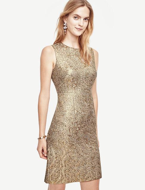 Ann Taylor Shimmer Jacquard Flare Dress