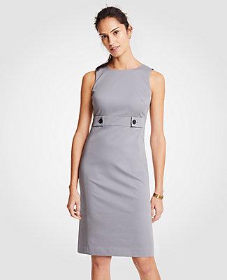 Ann Taylor Cotton Sateen Button Tab Sheath Dress