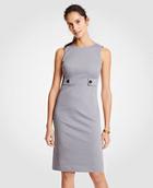 Ann Taylor Cotton Sateen Button Tab Sheath Dress
