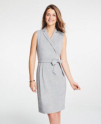 Ann Taylor Lapel Belted A-line Dress