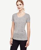 Ann Taylor Spotted Linen Scoop Neck Tee