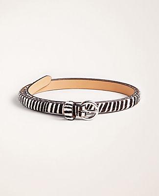 Ann Taylor Zebra Print Haircalf Skinny Belt