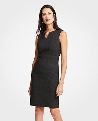 Ann Taylor Dobby Split Neck Sheath Dress
