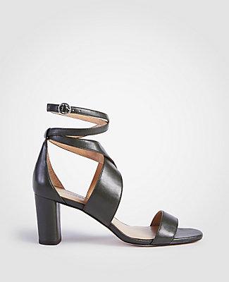 Ann Taylor Corrine Leather Block Heel Sandals