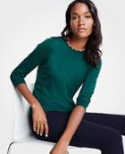 Ann Taylor Tipped Scallop Crew Neck Sweater