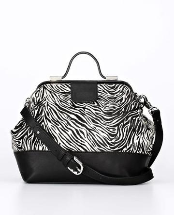  Ann Taylor Zebra Print Haircalf And Leather Satchel Bag