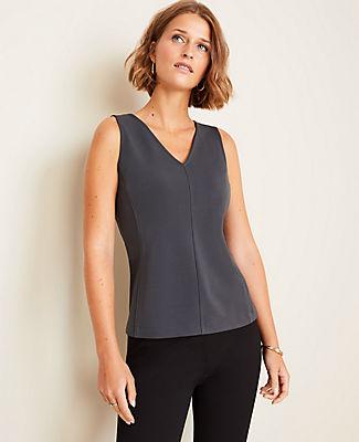 Ann Taylor Seamed V-neck Shell
