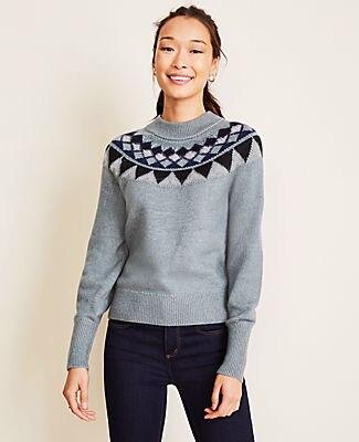 Ann Taylor Mock Neck Fairisle Sweater