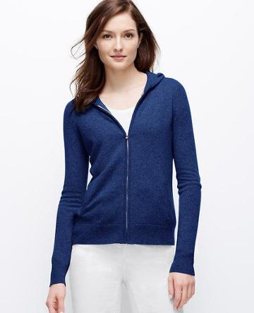 Ann Taylor Cashmere Hoodie, Endless Blue - Extra Extrasmall