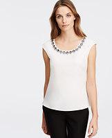 Ann Taylor Embellished Peplum Top
