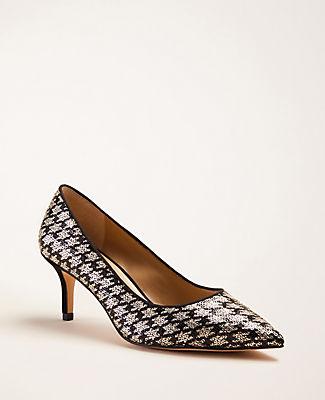 Ann Taylor Vianne Sequin Houndstooth Pumps