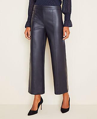 Ann Taylor Faux Leather Wide Leg Crop Pants