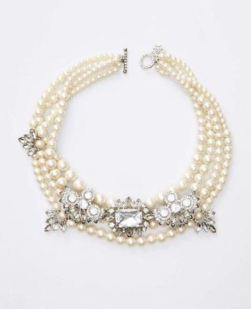  Ann Taylor Heirloom Pearl Statement Necklace
