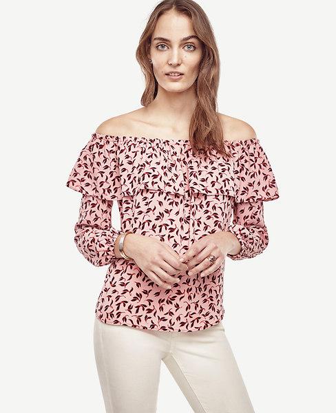 Ann Taylor Leafy Off The Shoulder Top