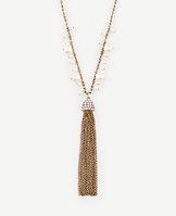Ann Taylor Pearlized Tassel Necklace