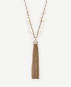 Ann Taylor Pearlized Tassel Necklace