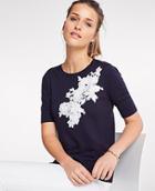Ann Taylor Floral Applique Sweater Tee