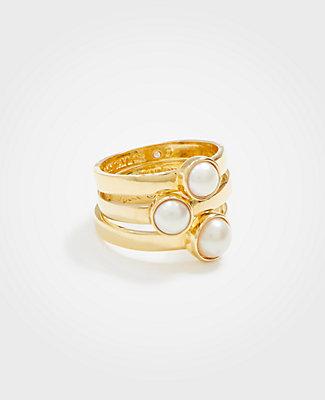 Ann Taylor Pearlized Stacked Ring Set