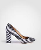 Ann Taylor Emeline Piped Gingham Block Heel Pumps