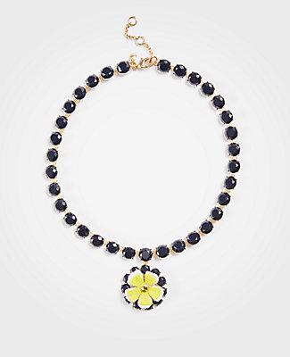 Ann Taylor Seed Bead Flower Pendant Necklace