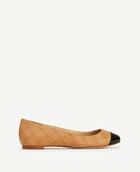 Ann Taylor Ruthie Quilted Leather Cap Toe Flats
